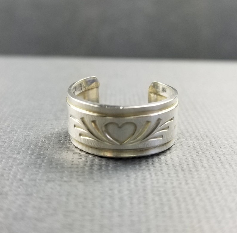 Wide Sterling Silver Toe Ring Heart and Flourish Modern Jewelry wide ring Boho Ring Minimalist Jewelry Body Jewelry made in canada
