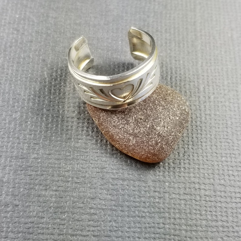 Wide Sterling Silver Toe Ring Heart and Flourish Modern Jewelry wide ring Boho Ring Minimalist Jewelry Body Jewelry made in canada