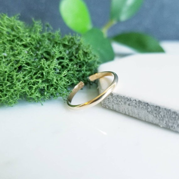 14K Yellow Gold Filled Toe Ring: Half Round Skinny Midi Ring, Adjustable