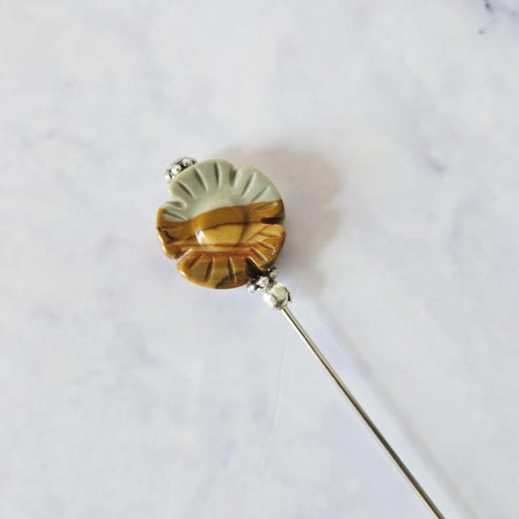 Mookaite Jasper Stone & Sterling Silver Hat Pin-3 inch pin, hijab pin