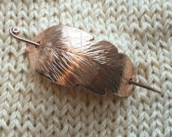 Copper Forged Feather Shawl Brooch Stick Pin