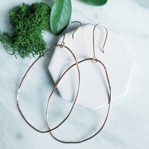 14K Rose Gold Filled Oblong Hoop Earrings Large Hoop Earrings, Organic Shaped image 5