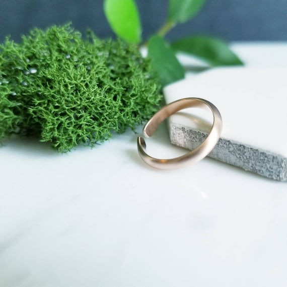 Matte 14K Rose Gold Fill Toe Ring:Half Round Adjustable Knuckle Ring