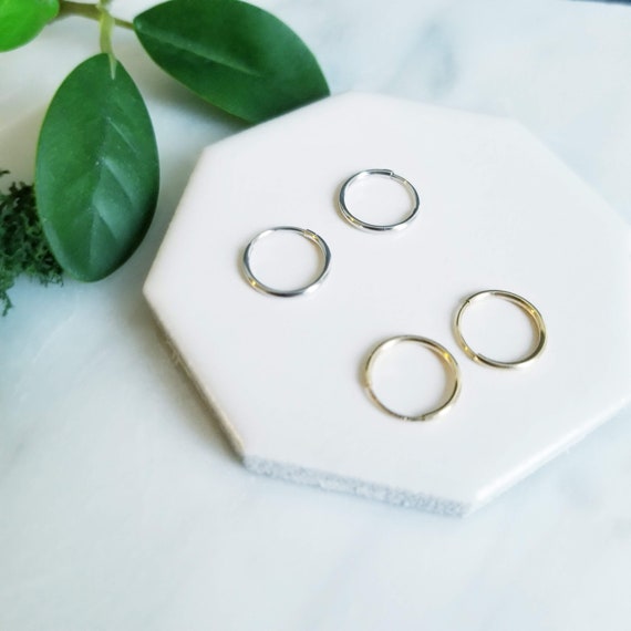 SOLID Gold Endless Hoop Earrings- 14K White or Yellow Gold