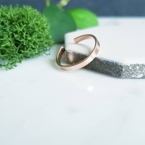 14K Rose Gold Fill Toe Ring: Adjustable Flat 2mm Band