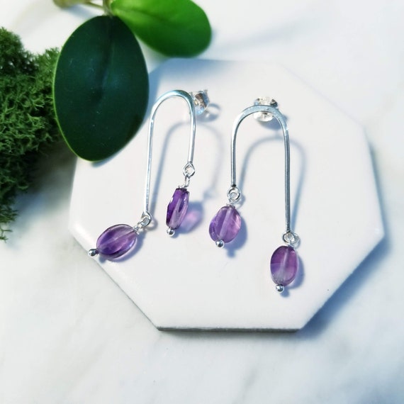 Lilac Amethyst Sterling Silver Drop Earrings