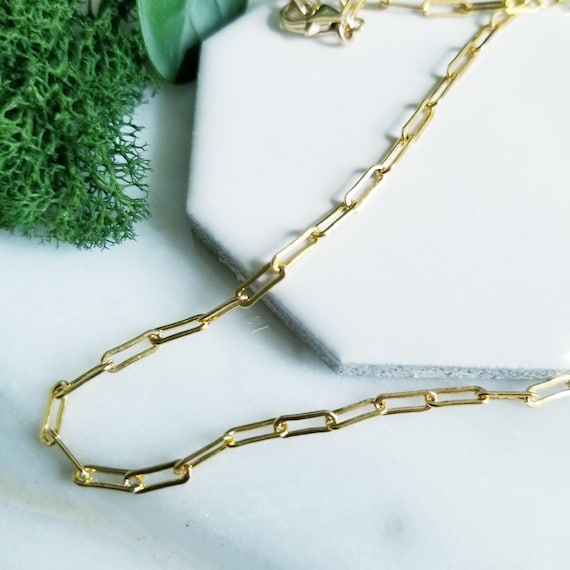 Chunky 14K Gold Filled Paper Clip Chain Necklace- Sleek, Minimalist