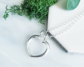 Heart Shaped Sterling Silver Ring Keeper with Sterling Silver Chain