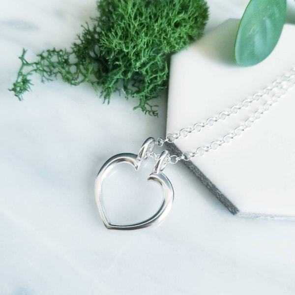 Heart Shaped Sterling Silver Ring Keeper with Sterling Silver Chain