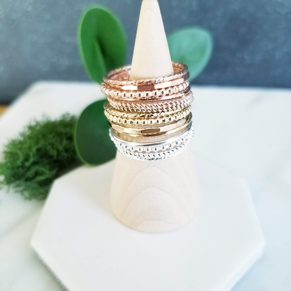 Slim Stacking Rings: Sterling Silver, Rose Gold, Yellow Gold Fill
