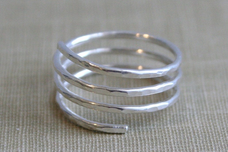 Sterling Spiral Wrap Ring Shiny Silver Etsy