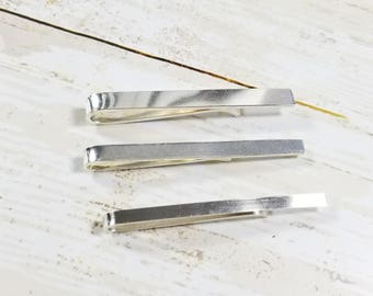 Brushed Finish Sterling Silver Tie Bar or Tie Clip