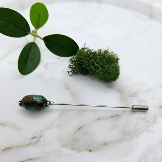 Composite Turquoise & Sterling Silver Hat Pin-3 inch pin, hijab pin