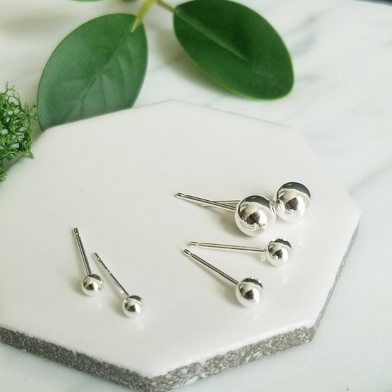 Sterling Silver Round Ball Post Earrings, Stud Earrings, 3mm, 4mm, 6mm