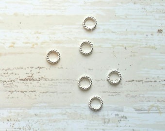 Smooth or Twisted Sterling Silver Circle Stitch Markers- Small Fits 3.5mm or smaller