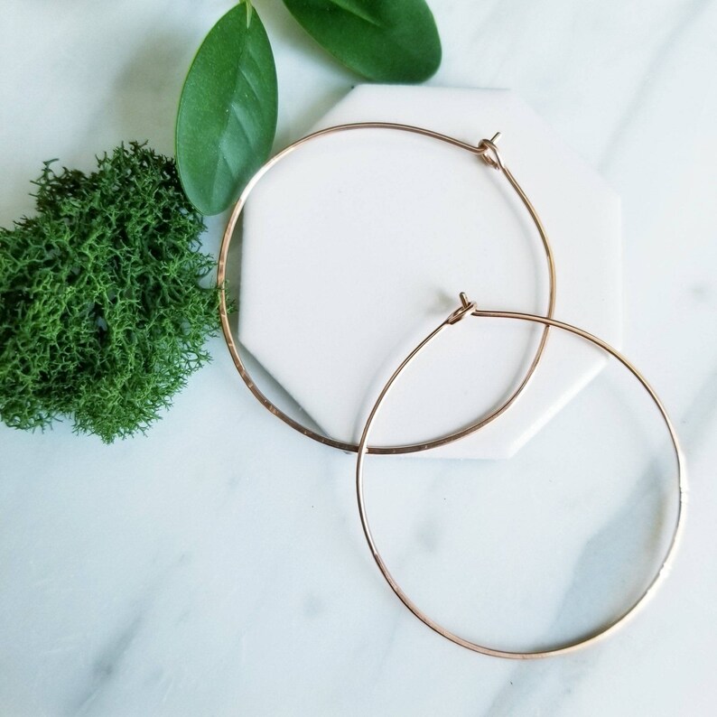 14K Rose Gold Hoop Earrings with Click-Top Clasp (3mm), All Sizes