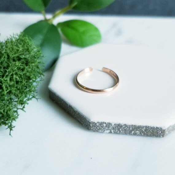 SOLID 14K Half Round Rose Gold Toe Ring