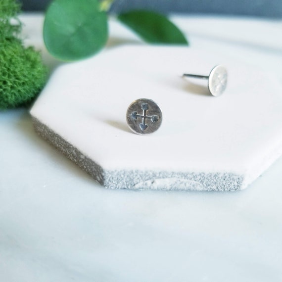 Rustic Western Stamped Stud Earrings