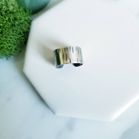 Hammered Birchbark Sterling Silver Ear Cuff