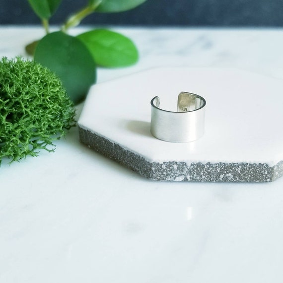 Wide Sterling Silver Ear Cuff - Matte Brushed Finish