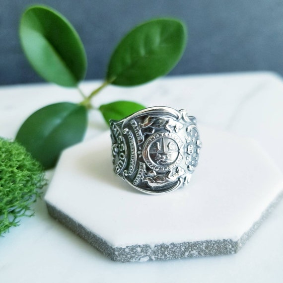 Missouri Souvenir Sterling Silver Spoon Ring - Handmade Boho State Ring