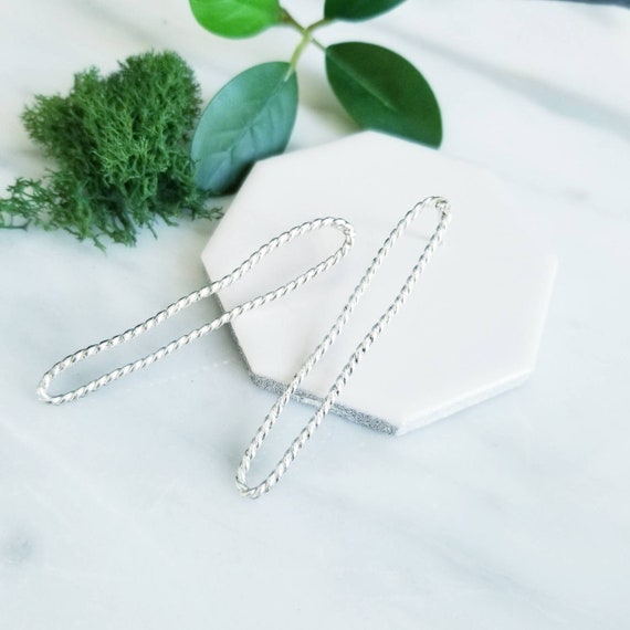 Oblong Sterling Silver Twist Post Earrings