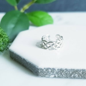 Manchette d'oreille en argent sterling tissée, faux piercing, fabriqué au Canada, boucle d'oreille en argent, bijoux de corps en argent sterling