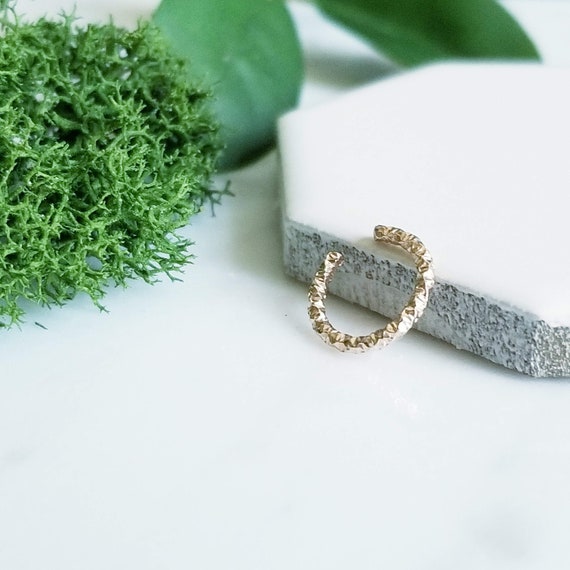 14K Yellow Gold Filled Faceted Round Ear Cuff Faux Piercing