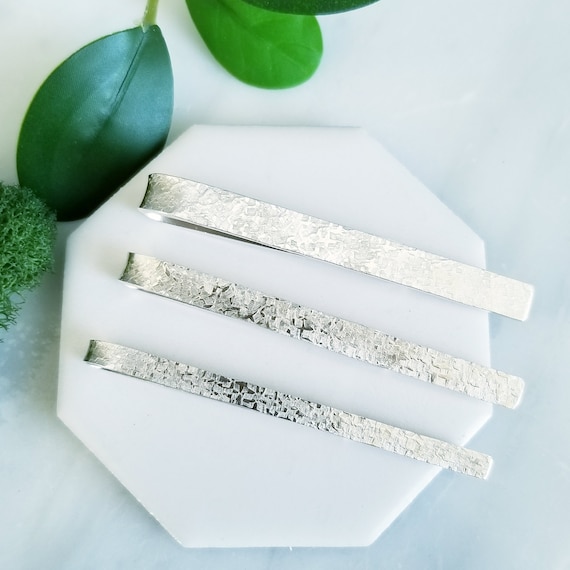 Handmade Hammered Sterling Silver Tie Clip - Silk Texture
