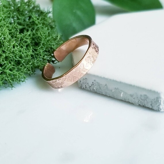 3mm Copper Toe Ring- Silk Texture