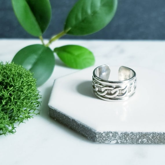 Wide Chain Link Sterling Silver Toe Ring: Handmade Summer Jewelry