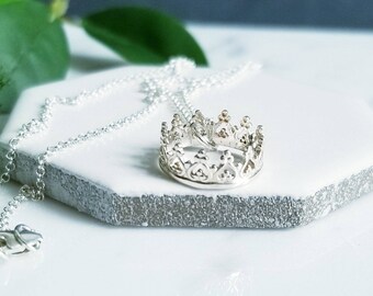 Princess Crown Charm Sterling Silver Necklace For Your Princess or Queen