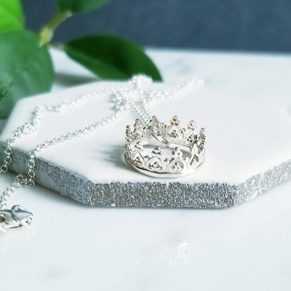 Princess or Prince Crown Charm Sterling Silver Necklace