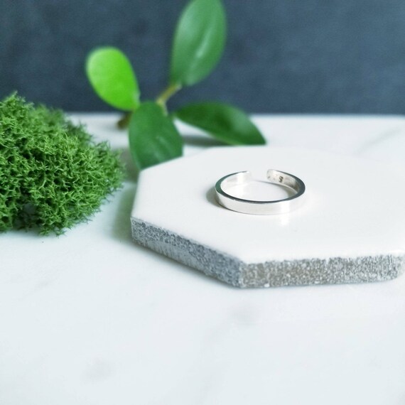 Sterling Silver Toe Ring: 2mm Polished Flat Band, Minimalist Body Jewelry