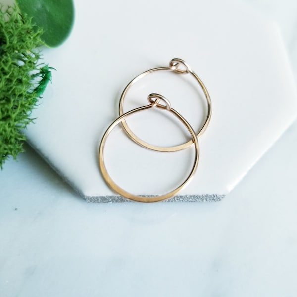 14K Rose Gold Filled Hoops Sleeper Earrings in Small huggies