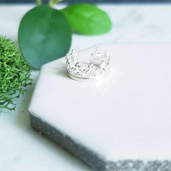 Princess or Prince Crown Sterling Silver Ear cuff, faux piercing, sterling body jewelry