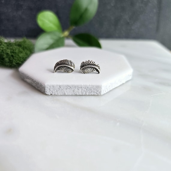 Sterling Silver Feather Post Earrings
