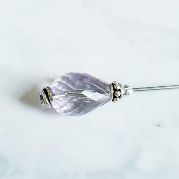 Amethyst & Sterling Silver Hat Pin-3 inch pin, hijab pin