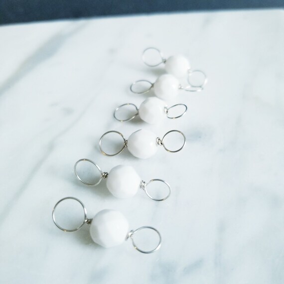 Faceted vintage glass round beads, stitch markers, knit markers