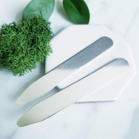 Handmade Sterling Silver Collar Stays: Polished, Hammered, or Brushed