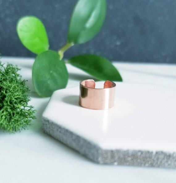 Wide Shiny Copper Ear Cuff Body Jewelry - Smooth,  Hammered, Birch Bark or Silk Finish