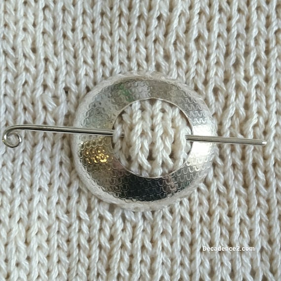 Dragon Scales Sterling Silver Shawl Brooch Circle Pin