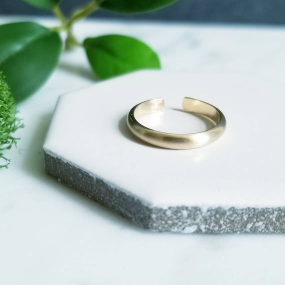 Brushed 14K Yellow Gold Fill Toe Ring- Wide Half Round -2.5mm