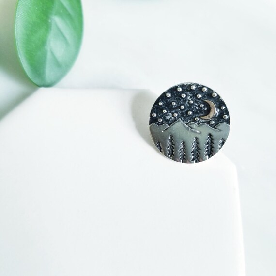 Sterling Silver Starry Night Tie Tack, Lapel Pin