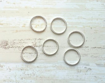 Smooth or Twisted Sterling Silver Circle Stitch Markers- Large Fits 10mm or smaller