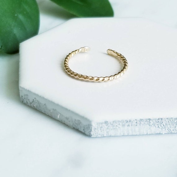 SOLID 14K Yellow Gold Twisted Wire Toe Ring