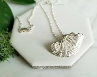 Sterling silver fungus necklace, botanical necklace, silver fungus charm, 16 inches, 18 inches, made in canada, botany jewelry