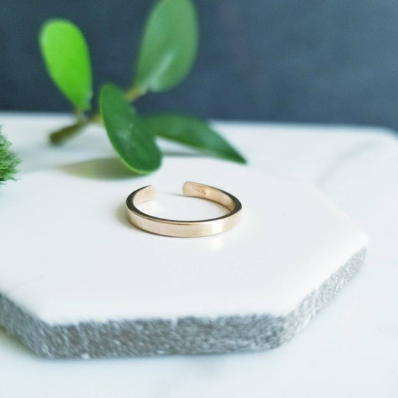 SOLID 14K Yellow Gold Flat Top Toe Ring