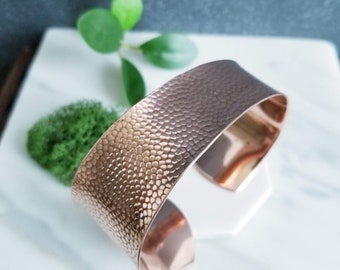 Tapered Hammered Copper Cuff Bangle Bracelet,  dimpled copper cuff, comfort fit