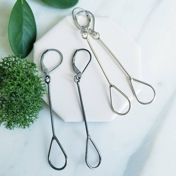 Sterling Silver Long Teardrop Rain Drop Earrings